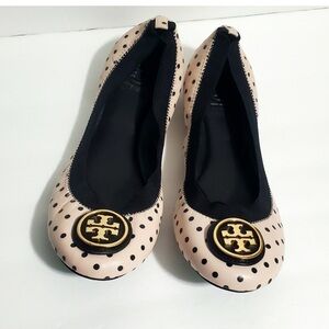 Tory Burch sz 10 Women's Polka Dot Ballet Flats - Black and light pink